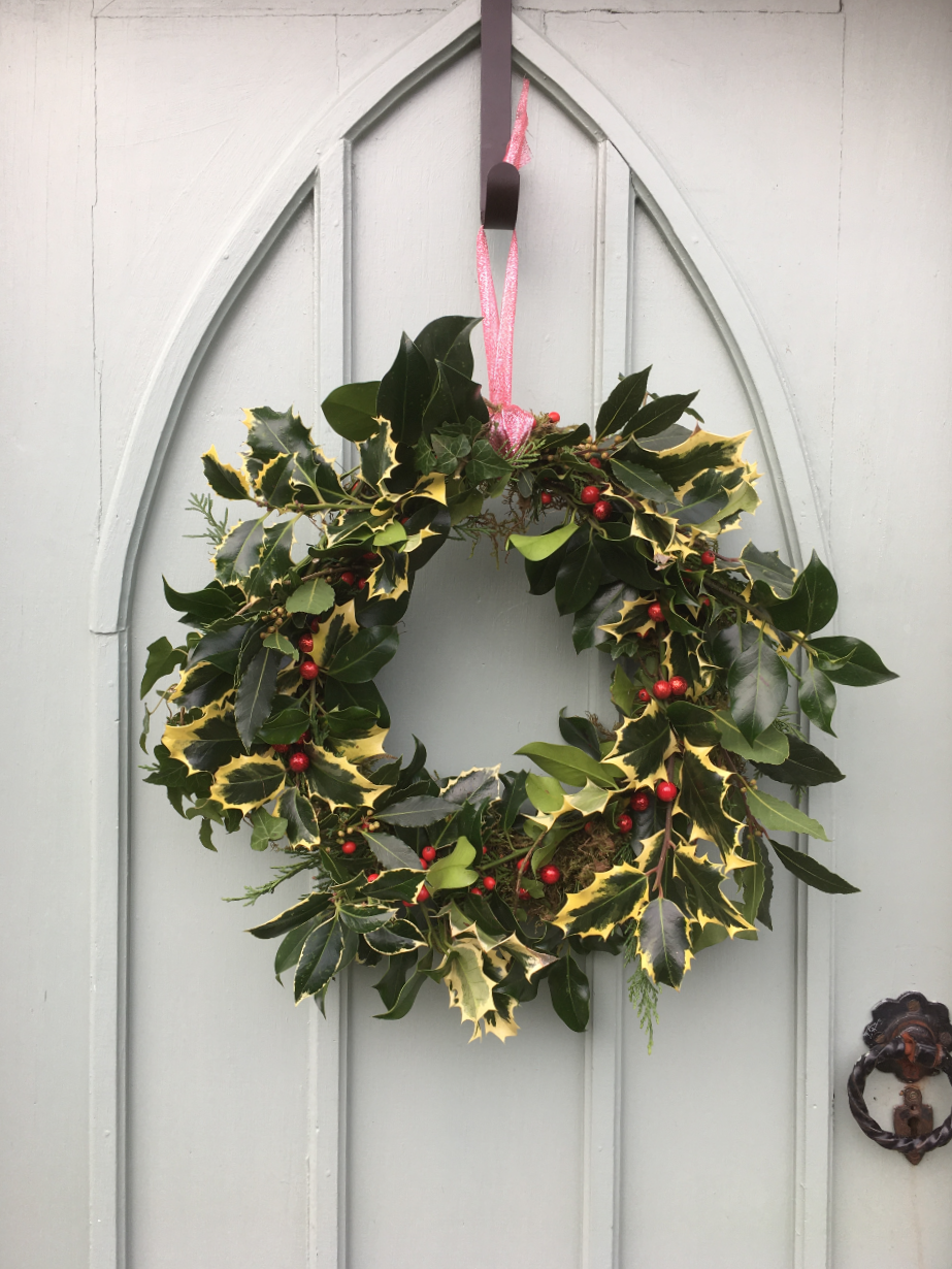 Christmas Wreath hanging on door